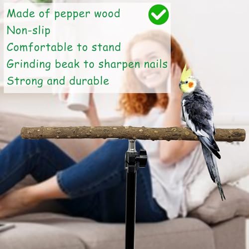 kathson 28-60inches Height Adjustable Bird Perch, Pepperwood Parrot Perch Stand, Multi-Purpose Bird Perches for Indoor and Outdoor Use, Designed for Small Medium Birds - size: Bird Perch Only (1 Piece)