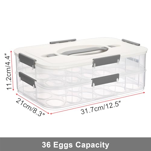 BTSKY Deviled Egg Platter with Lid, 2-Layer 36 Slots Deviled Eggs Carrier, Clear Portable Eggs Holder for Fridge Reusable Deviled Egg Tray Carton Box for Easter and Party Favor (2-Layer, White) - color: White, size: 2 Layer-Hold 36 Eggs