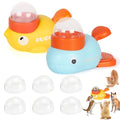 Anxuyixin2-in-1 Duck Shaped Interactive Pet Puzzle Toy, Slow Food Dispenser (Yellow Duck and Blue Whale Shaped with Buttons), Cat and Dog Snack Dispenser Feeding Toy - color: Yellow and light blue