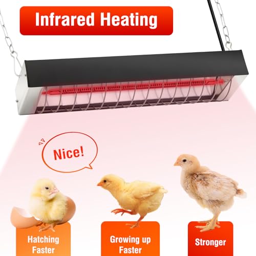 Chicken Coop Heater 330W Carbon Fiber Heating Lamp 2 Temperature Modes Hanging Heat Lamp for Chicks Brooder, Duck, Pet House, Poultry, Greenhouse Plant