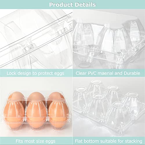 DAJAVE 100 Pack Plastic Egg Cartons Bulk, 2x3 Egg Holders Style Holds up for 6 Eggs, Half Dozen Egg Carton for Family, Pasture, Farm Markets Display(Medium)