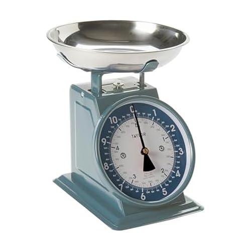 Taylor Mechanical Kitchen Weighing Food Scale with Bowl, Weighs up to 11lbs, Measures in Grams and Ounces, Food Scales for Kitchen, Storm Blue - color: Storm Blue, size: Mini