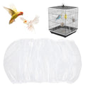 Bird Cage Seed Catcher, Mesh Net Cover Guard Soft Airy Cage Net Stretchy Skirt for Parrot Enclosures Round Square Cages(White