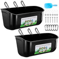 2 Pack Large Goat Feeder, Duck Chicken Feeder Waterer, Hanging Fence Feed Trough with Clips for Goat, Sheeple, Piglet, Gooses, Turkeys, Dog Livestock Poultry, Feed Scoop Included, Black - color: Large Black