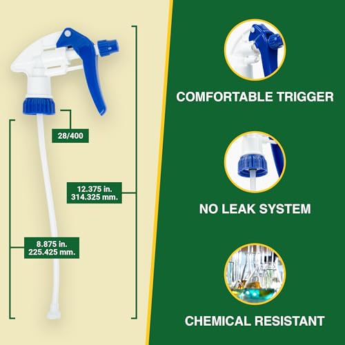 Heluva Green Spray Bottle Nozzle Replacement Tops, Blue/Yellow 24 Pack | Heavy-duty trigger sprayer tops for commercial and home cleaning. Fits 8/16/24/32 oz plastic & glass bottles. - color: Blue & Yellow, size: 24 Pack