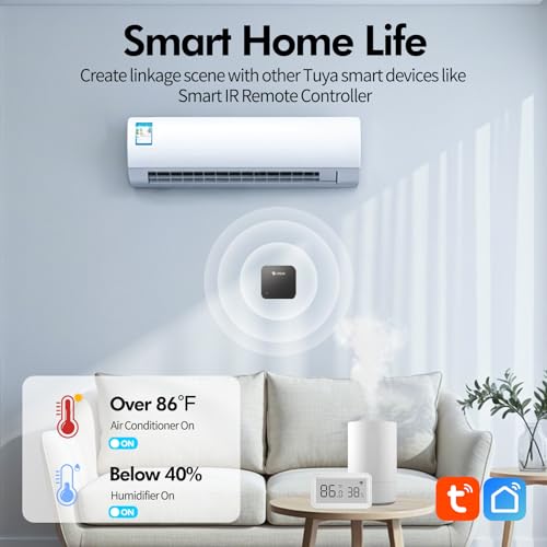 eMylo WiFi Thermometer Hygrometer,Smart Indoor Temperature Humidity Sensor | Remote Monitor Temp/Humidity with Digital Electronic Display, App Notification Alert, Free Data Storage Export, for Home Room