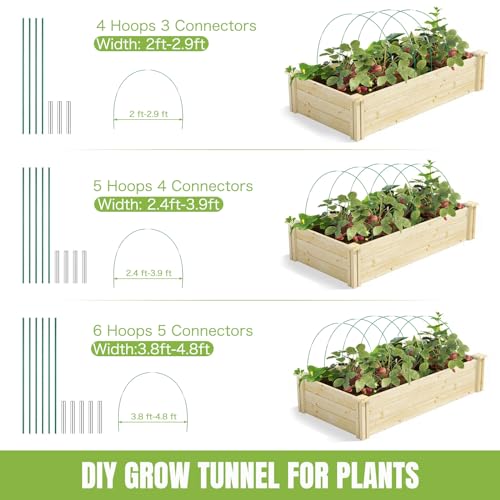 72 Pack Garden Hoops for Raised Beds, 12 Sets Fiberglass with PVC | Durable, Rust-proof, DIY greenhouse tunnel, For row cover, Bird netting, Plant frost protection, Extends growing season - color: Green-72P
