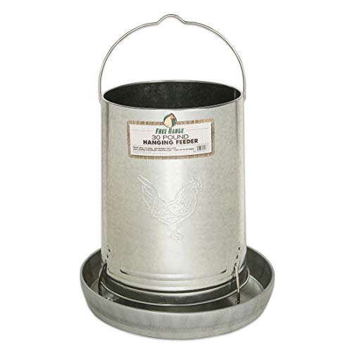 Harris Farms Poultry Feeder | Manna Pro Chicken Feed, Free Range Hanging Chicken Feeder, Chicken Feeders Galvanized | 30 Pounds - size: 30 lb