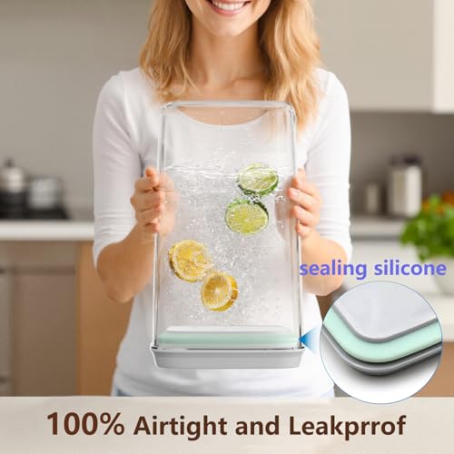 Melovom Pop Airtight Food Storage Containers Set with Lids, Large 4.2Qt/4L Food Containers with Scoop, Kitchen Pantry Organization and Storage, BPA Free Stackable Cereal Container (2 * 4.2Qt) - color: gray, 2*4.2Qt