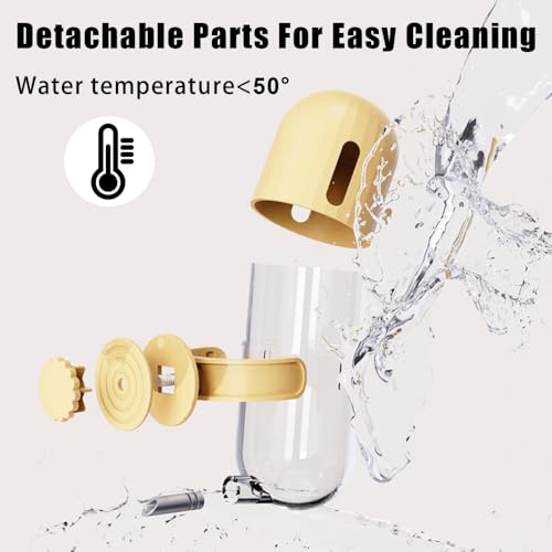 Bird Water Dispenser, 240ML Detachable Bird Drinking Bottle Automatic Birds Water Feeder for Small-Medium Parrots Budgies Lovebirds Parakeets Cockatiels - color: Yellow