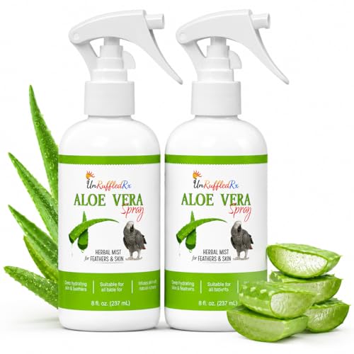 Aloe Vera Bird Spray for Parrots 2-Pack | Gentle Daily Support for Itchy Skin, Scratching, Dry Feathers & Feather Comfort | Fragrance Free & Safe if Preened | 8 oz Bottles - size: 8 Fl Oz (Pack of 2)