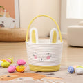 Easter Baskets for Easter Egg with Handle Woven Empty Hunt Boys' Lovely Bunny Rabbit Colorful Woven Basket First Easter Gifts for Boys, Babies, Kids, and Children (Yellow) - color: Yellow