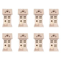 Make Market 7.5" Wooden Townhouse Birdhouse - Unfinished Birdhouse Made of 100% Wood, Outdoor Nesting Boxes - Bulk 8 Pack