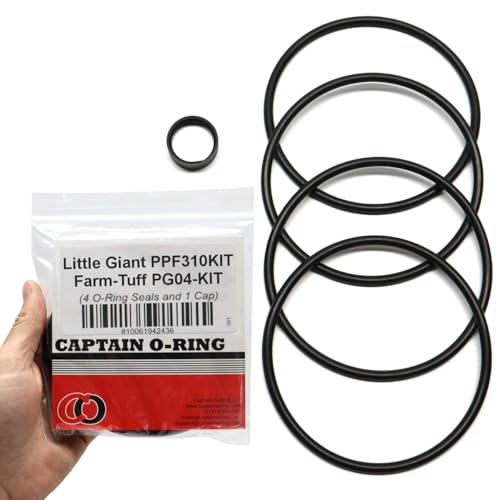 Captain O-Ring - Replacement O-Ring Kit for Little Giant PPF & Farm-Tuff Poultry Fountains (4 o-Rings, 1 Cap) - PPF310KIT PG04-KIT 466164