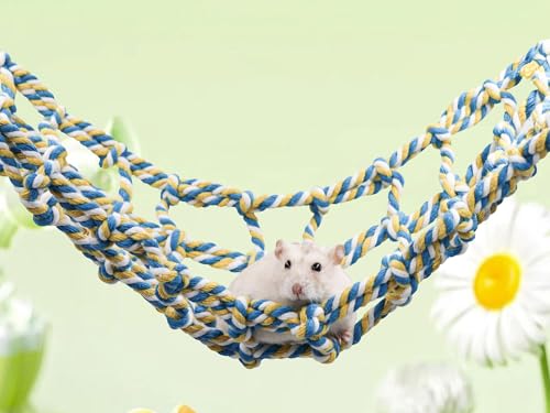Colorful Bird Rope Net, Rat Climbing Ladder Bridge Toy, Hanging Pet Hammock, Cage Accessories for Small Animals Hamster Parakeets Cockatiels Guinea Pig Chinchilla Ferret - 45 × 7.5 Inch - size: 45 ×7.5 Inch