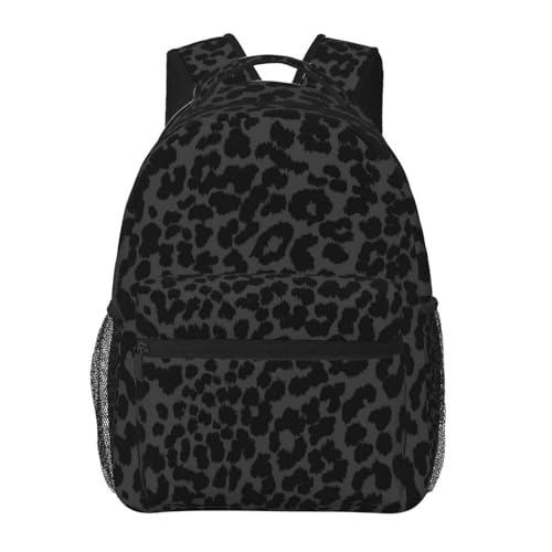Fiokroo Black Leopard Print Backpack School Bag For Students Teens Men Women Laptop Backpacks Travel Daypack Bag With Multiple Pockets - color: Leopard Print#05