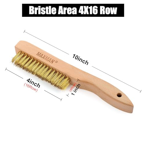 MAXMAN Brass Brush, Soft Brass Bristle Brush, Wire Brushes for Cleaning Metal Rust, Welds with 10" Beechwood Handle, 2 Pcs - style: 2Pcs Soft Brass Bristle Brushes