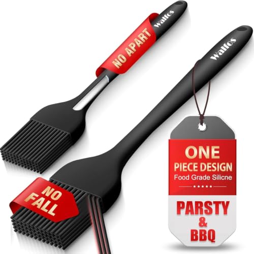 Walfos 600°F Heat Resistant Silicone Basting Brushes BPA Free Pastry Brush, Spread Oil Butter Sauce for BBQ Grill Baking Kitchen Cooking, Dishwasher Safe (2 SIZE) - color: Black, size: Large + Small