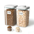 Dog Food Storage Containers 2 Pack, 4L/4.2 Qt Each Airtight Pet Canisters with One-Touch Lids, 130ml Scoops, BPA-Free Stackable Clear Kibble Holders for Kibble, Cat Food and Treats - size: 4.2Qt