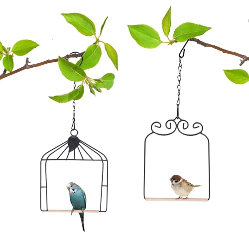 Hummingbird Feeders Bird Swing Metal Frame for Finch Hummingbird Perch Wild Bird Swing with Wooden Dowel Outdoor Bird Perch Rust Resistant 2 Pack - size: 2PK