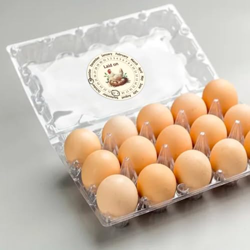 320 Pcs Egg Carton Labels, 2 Inch Round Farm Fresh Lain on Sticker PET Adhesive Egg Packaging Sticker for Box Container Carton Farm Supplies - color: Dates Are Optional