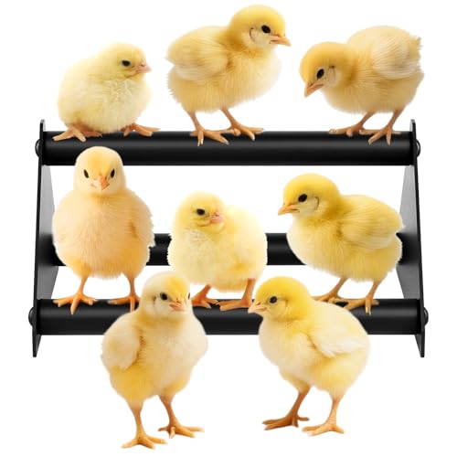 Makerfire Chicken Perch for Coop, Metal Roosting Bars for Chickens in Coop, Anti-Termite Chewing Baby Chick Perch Toys for Brooder, Training Perch Ladder for Large Bird, Parrot, Hens, Macaw (Small)