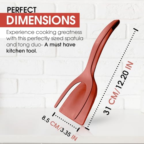 NYANO Egg Flipper Spatula: 2-in-1 Grip and Flip Design – Perfect Egg Spatula Flipper, Pancake Flipper, and Omelette Flipping Spatula, Ideal for Cooking and Baking. (Black and Red - 2 Pack)