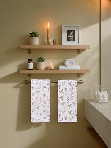 Spring Floral Hummingbird Kitchen Towels Set of 2- Farmhouse Botanical Bird Hand Towels for Bathroom Kitchen, Cottagecore Pink Flower Decorative Dish Tea Towel Dishcloth613 - color: Hcolor003