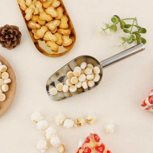 2 Pack Stainless Steel Ice Scoop with Long Handle, 6 Oz Multi Purpose Scooper for Ice Machine, Dog Food, Flour, Nuts, Pulses, Ideal Kitchen Bar Party Freezer Accessory - size: 2 PCS
