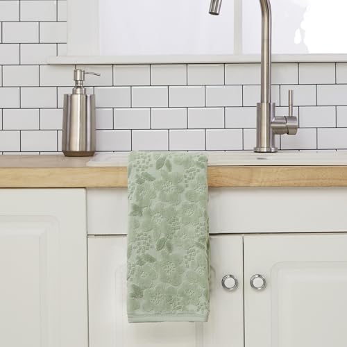 SKL Home Blossom Floral 100% Cotton Jacquard 2pc Hand Towel Set, Decorative for Bath/Kitchen/Bar & Gift, Sage - color: Blossom Floral, Sage