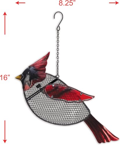 Sunset Vista Designs for The Birds Stained Glass Wire Mesh Birdfeeder, Animal Shaped, Cardinal - color: Red