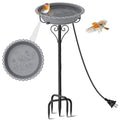 Bird Bath for Outside,12" Plastic Removable Bowl,Gray | Heavy Duty Metal 5 Prongs Base,Easy CLean,Weather-Resistant,Rust-Proof,40" Freestanding Birdbath for Garden Patio Yard Lawn - color: Grey-Freestanding