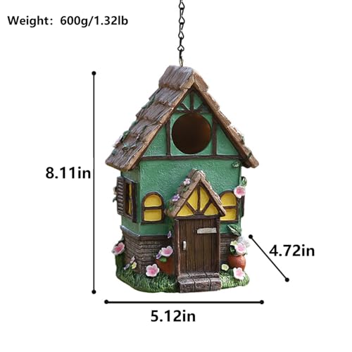 Outdoor Hanging Bird Nests, Hummingbird Houses, Garden Tree Decorations, Resin Ornaments (Green) - style: Green
