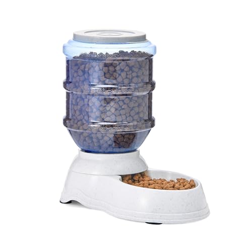 Amazon Basics Gravity Pet Food Feeder for Dogs and Cats, Easy to Clean, Easy to Fill, Removable Lid, 152fl.oz Capacity, Small - size: Small, style: Feeder
