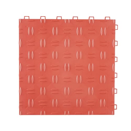 VEVOR Garage Floor Tiles 12 x 12 x 0.53 inch, Interlocking Design Ease of Installation Double-Sided Texture Non-Slip Sturdiness, for Garages, Basements, Repair Shops, Red, 50 Pack | Easy Installation, Double-Sided Texture Non-Slip Sturdiness, Polypropylen