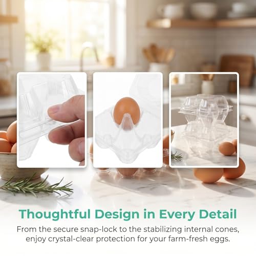 DOITOOL 30 Pcs Clear Egg Carrier Portable Egg Storage Box for 4 Eggs Transparent Tray Packaging Box for Refrigerator Cabinet Camping Picnic Travel