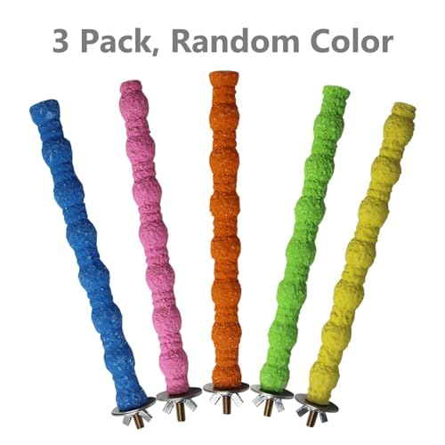 kathson 3PCS Bird Perch Parrot Stand Cage Accessories Natural Wooden Stick Paw Grinding Rough-surfaced Chew Toy for Cockatiels Cockatoo Lorikeet Conure Parakeet (Random Color,7.87inch) - size: 3PCS,7.87inch