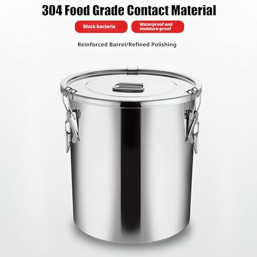 5.5Gal 304 Stainless Steel Airtight Canister,Metal Bucket Large Stainless Steel Canisters - Locking Clamp & Airtight Lids - Dog Food/Bird Seed/Coffee Storage Container - color: 5.55 GAL