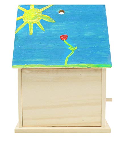 Made By Me Build & Paint Your Own Wooden Toys, DIY Wood Craft Kit, Easy to Assemble, Birdhouse - style: Bird House