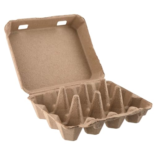 SEUNMUK 50 Pack 12 Cell Empty Egg Cartons,Brown Pulp Fiber Egg Tray Holder Stackable Egg Container holder with Lids for Storing Eggs ﻿ - size: 50 Pack 12 Cell