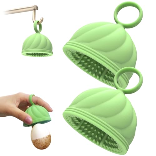 Egg Washer for Fresh Eggs - Upgraded 2.0 Silicone Egg Scrubber | Farm Fresh Egg & Vegetable Scrubber | Dishwasher Safe, Gentle on Shells (Green 2 Pcs) - color: Green 2 Pcs