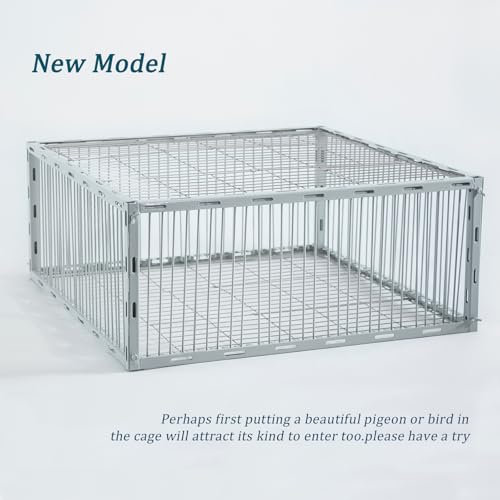 Pigeon Trap with Escape-Proof Design,Pigeon Cage with One-Way Entry,Ideal Pigeons Coop,Chicken and Bird Trap Cage,Portable & Easy Assembly,Unharmful Made of High-Strength Iron with Anti-Rust Paint - size: 23.8"L x 23.8"W x 10.2"H