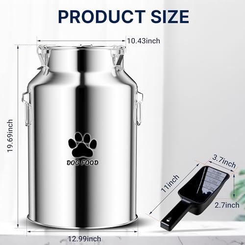 40Lbs Large Metal Dog Food Storage Container, Stainless Steel Dog Food Storage Container