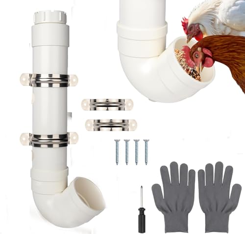Homar 1pces PVC Chicken Feeder-No Waste PVC Pipe Chicken Feeder,Installation and Refilling are Both Very Simple, Making Feeding Time Easy and Enjoyable Size 19.3“ L x 6.7” W x 3.8" ID - size: 1pc