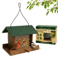 Bird Feeders for Outdoors Hanging, Recycled HDPE Bird Feeder with 2.2 LB Capacity, Clear Seed Reservoir, Flip-Top Roof for Easy Refilling, No Assembly Required, Weatherproof Wild Bird Feeder