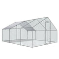 Large Metal Chicken Coop Round Top Upgrade Tri-Supporting Wire Mesh Chicken Run,Chicken Pen with Water-Resident and Anti-UV Cover,Duck Rabbit House Outdoor (Spire Roof 10’ W x 19.5’ L x 6.5’ H)