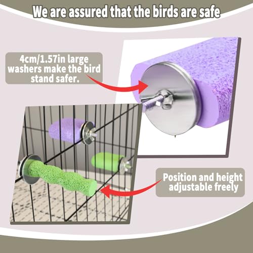 4PCS Bird Beak Grinding Stone,Cage Accessories for Parakeets,Bird Parrot Cage Perch, Stand Platform Foot Claws Trimmer Chewing Toys for Budgies, Parakeets, Cockatiels, Conures