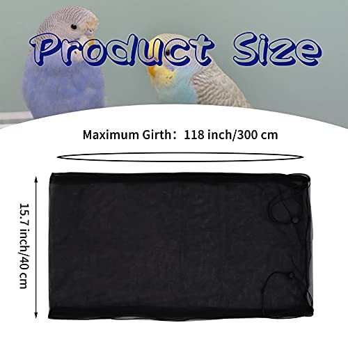 Daoeny Large Bird Cage Cover, Bird Cage Seed Catcher, Adjustable Soft Airy Nylon Mesh Net, Birdcage Cover Skirt Seed Guard for Parrot Parakeet Macaw African Round Square Cages (Black) - color: Black