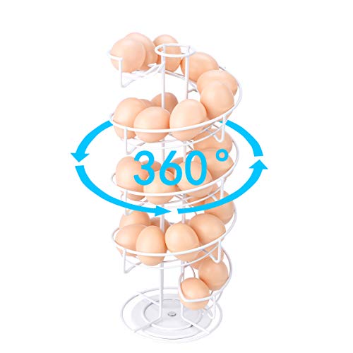 Toplife Spiral Design Metal Egg Skelter Dispenser Rack, Storage Display Rack, White - color: White