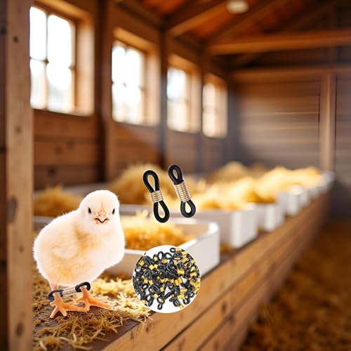 50 Pcs Black Baby Chick Splay Leg Hobble Chicken Leg Bands,Adjustable Chicken Hobble Braces for Spraddle Leg Repair Poultry Care Supplies,Bird Ducks Newly Hatched,Poultry Feeding and Watering Supplies